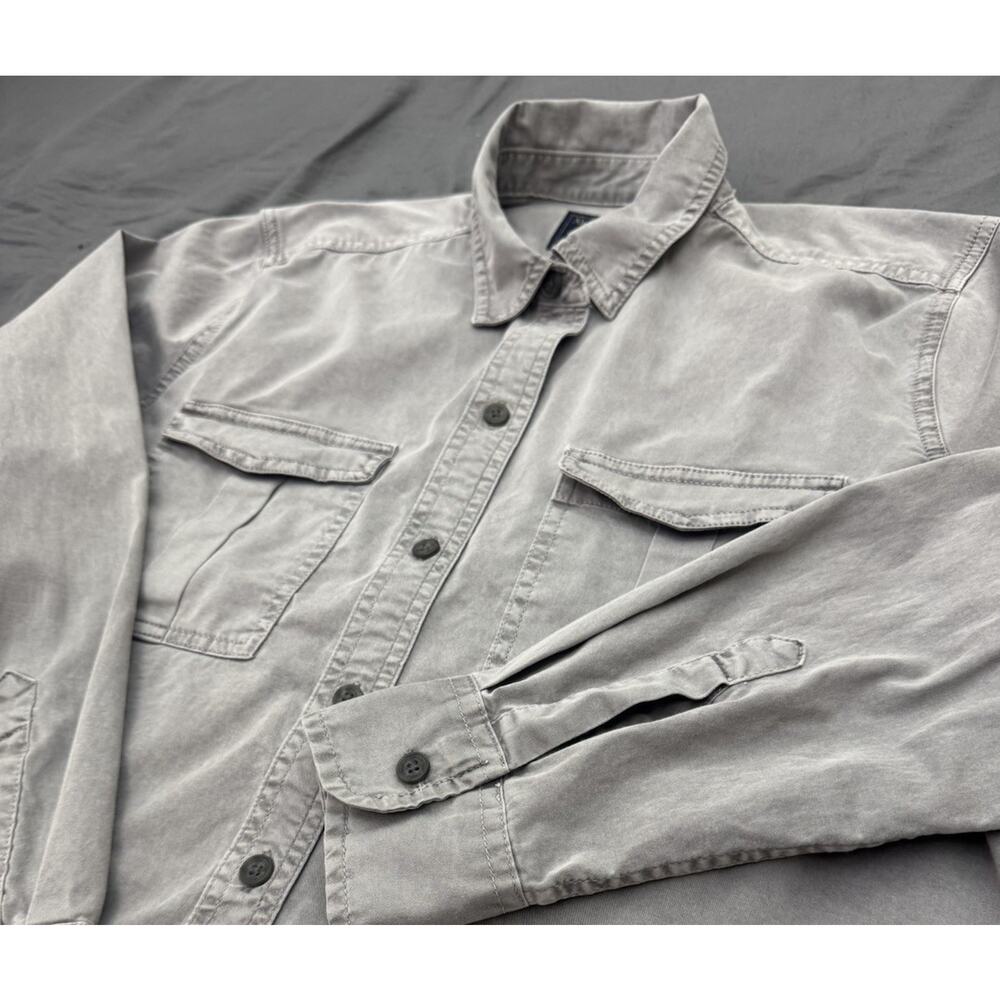 Abercrombie & Fitch Shirt Mens Large Gray Button Up Utility Cotton Stretch L/S